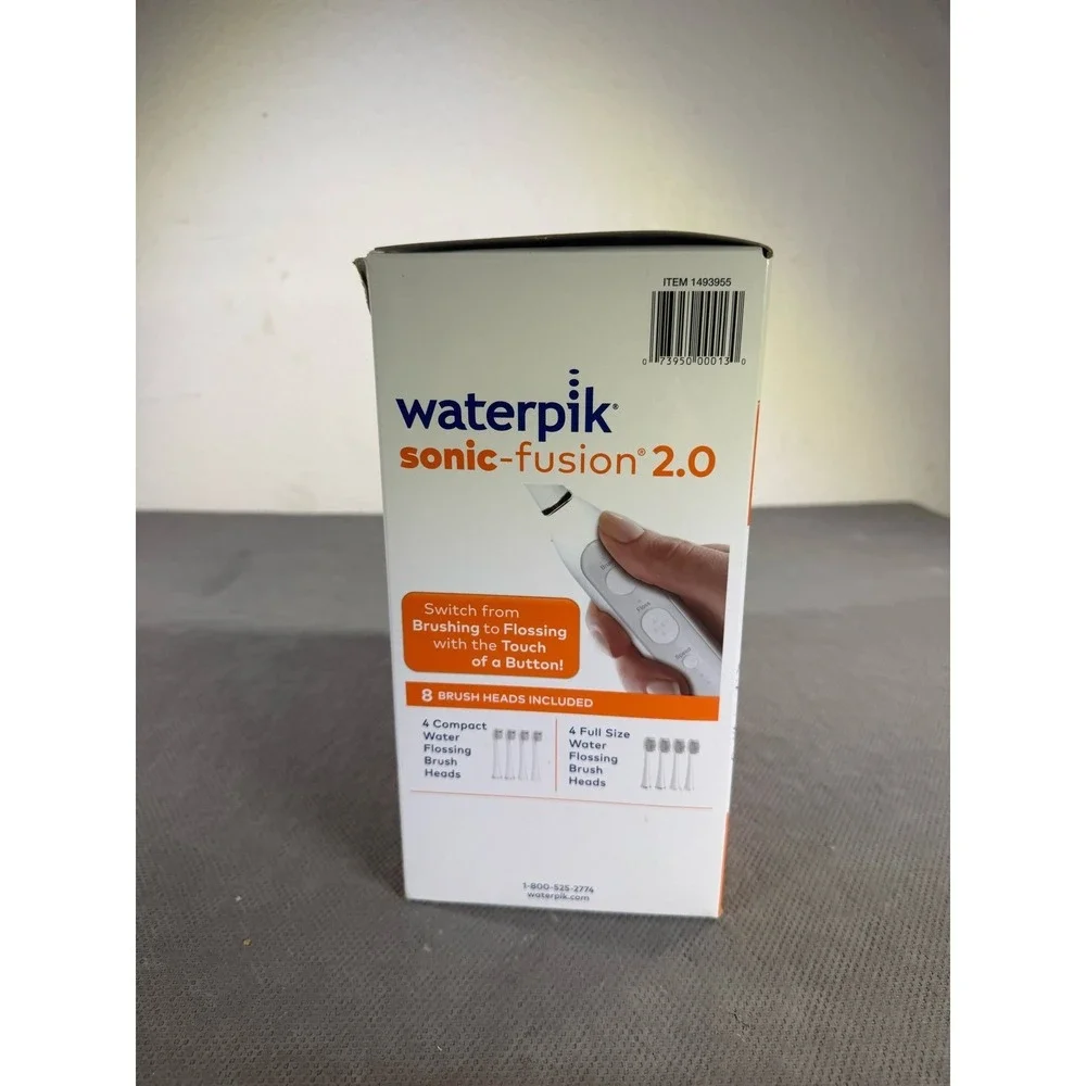 Waterpik Sonic-Fusion 2.0 Flossing Toothbrush White SF-03 SF-04 8 Brush Heads